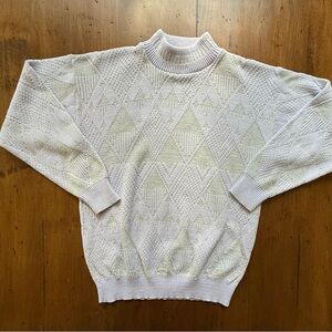 Vintage 80s Metallic Lavender and Silver Knit Sweater